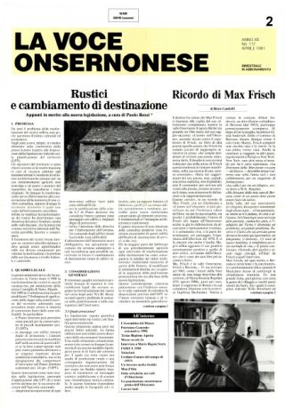 La Voce Onsernonese Nr. 2 – 1991