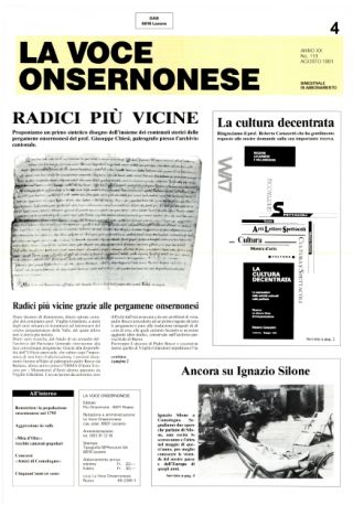 La Voce Onsernonese Nr. 4 – 1991